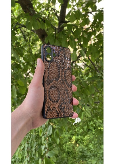 Samsung Uyumlu Galaxy A07 Yılan Desenli Kabartma Dokulu Kılıf Kiremit