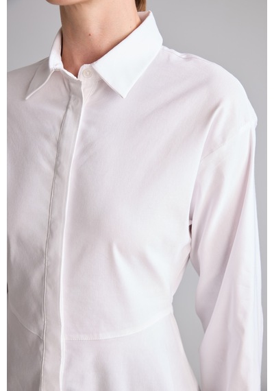 Defacto Fıtted Bengalin Peplum Uzun Kollu Gömlek I4741ax26auwt36 Beyaz-wt36