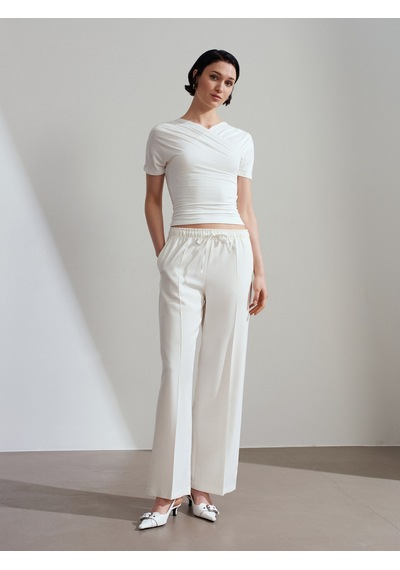 Dilvin 72256 Beli Lastikli Pantolon-ekru Ekru
