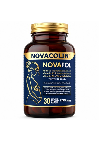 Novacolin Novafol Metilfolat B12 B6 D3 İyot 30 Bitkisel Kapsül