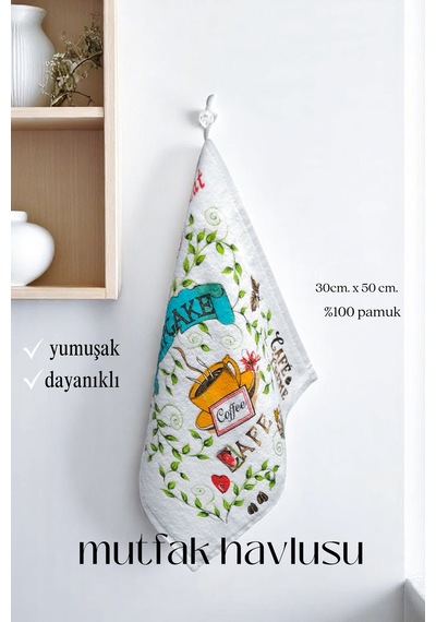 4lü Paket Baskılı Beyaz Mutfak Havlusu Modeli Make Love