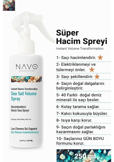 Deniz Tuzu Saç Bakım Spreyi / Doğal Dalga, Hacim Ve Dolgunluk Verici Deniz Tuzu Spreyi
