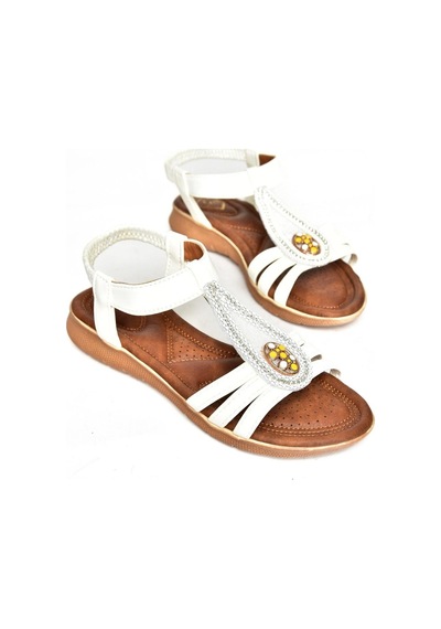 Fox Shoes S258013709 Beyaz Alçak Tabanlı Kadın Sandalet Beyaz