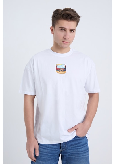 Velvoria Unisex Oversize Beyaz Dude T-shirt