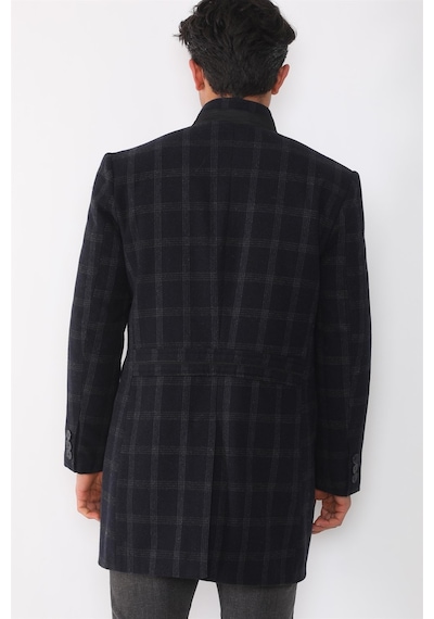 Plt8367 Dewberry Erkek Palto-Desenli Lacivert-Desenli Lacivert