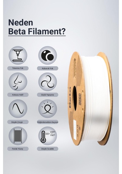 Beta Pla+ Filament White Beyaz