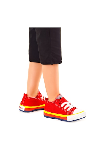 Kiko Kids Tinna Bağcıklı Erkek Bebek Keten Spor Ayakkabı Kırmızı