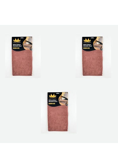Miss Clean Mikrofiber Kareli Yüzey Cam Temizlik Bezi 40x40 Cm Süper Emici -kahverengi - 3'lü 3 Paket