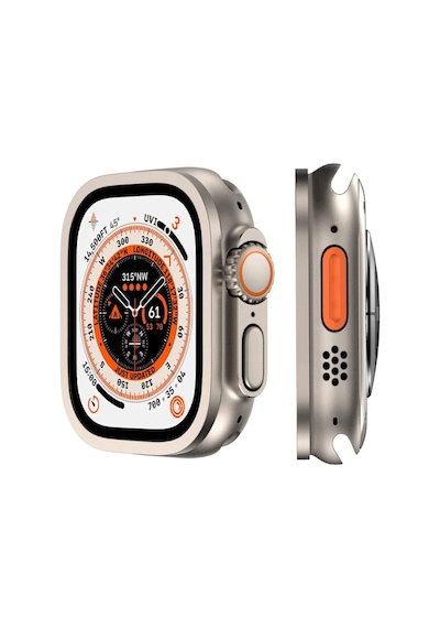 Watch Ultra 49mm Mkst Alm-01 Metal Çerçeveli Ekran Koruyucu - Gümüş
