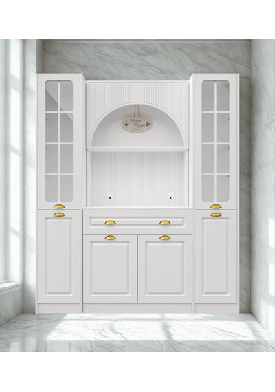 Lureo Nera Arch Maxi Kahve Köşesi Led Aydınlatmalı, Cam Vitrinli, Komple Mdf Premium Kahve Ünitesi Beyaz Lureo Nera Arch Maxi Kahve Köşesi Led Aydınlatmalı, Cam Vitrinli, Komple Mdf Premium Kahve Ünitesi Beyaz
