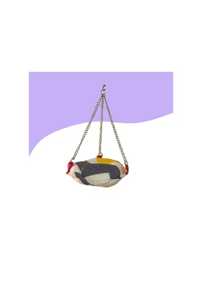Muhabbet Kuşu Hamak Salıncak 10cm Beyaz-gri-sarı