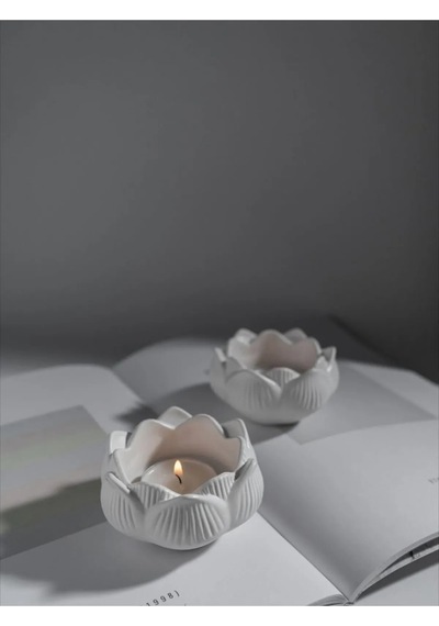 Lotus Görünümlü Dekoratif Mini Takı Tabağı, Mum Tabağı