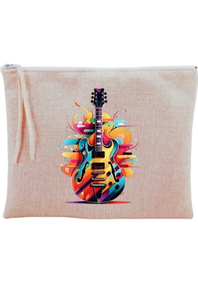 Gitar Baskılı Makyaj Çantası