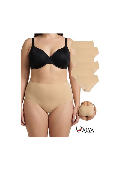 Alya Underwear Kadın Dikişsiz Külot Lazer Kesim Yüksek Bel İz Yapmayan Büyük Beden Hayalet Külot İzbırakmaz 6'lı Paket Bej Alya Underwear Kadın Dikişsiz Külot Lazer Kesim Yüksek Bel İz Yapmayan Büyük Beden Hayalet Külot İzbırakmaz 6'lı Paket Bej