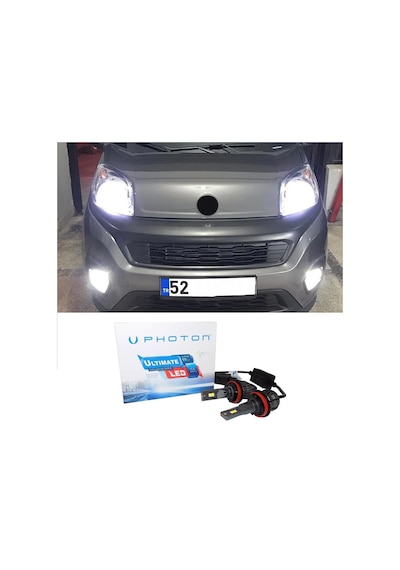Fiat Fiorino Led Xenon Uzun + Kısa Far Ampulü H4 Ultimate 9500 Lumens Yeni Seri Beyaz