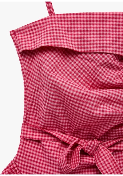 Koton Gipeli Slim Fit Bağlama Detaylı Pötikareli İnce Askılı Asimetrik Bluz Pembe Desenli 6sak30155ew