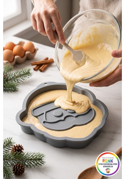 Silikon Noel Baba Kek Kalıbı Yılbaşı Pasta Kalıbı Zahmetsiz Ayrılan Fırın Kalıbı 27 Cm Çok Renkli