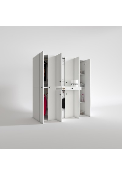 Kenzlife Çamaşır-Kurutma Makinesi Dolabı Ve Giysi Dolabı Çekmeceli Ebuzer Sağ Raf Beyaz 187X170X120 Banyo Çok Renkli