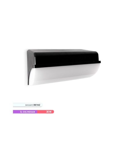 ACK 30W LED Duvar Armatürü 6500K Beyaz Işık Dekoratif Dış Mekan B Beyaz