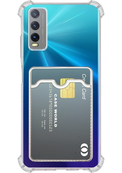 Vivo Y20s Kapak Kamera Korumalı Kartlıklı Darbe Emici Özellikli Şeffaf Silikon Kılıf