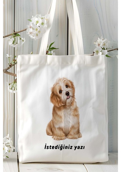 Art Hediye Maltese Terrier Köpek Baskılı Omuz Çanta Kişiye Özel Model 9 Çok Renkli