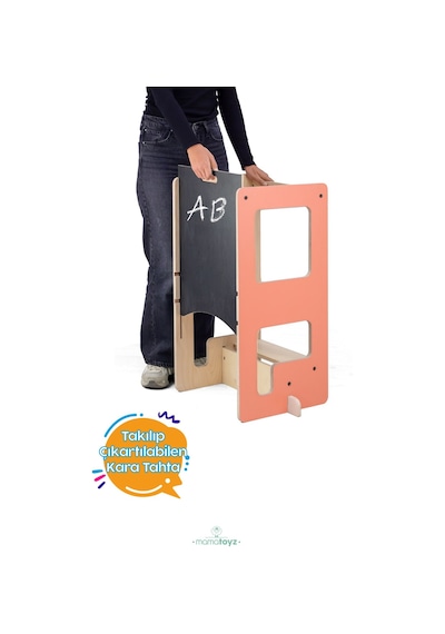 Flip Terra Cotta 3'ü 1 Arada Öğrenme Kulesi & Aktivite Masası & Yazı Tahtası Turuncu Rengi Terra Cotta