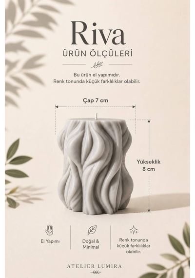 Riva - Dekoratif Mum Gri