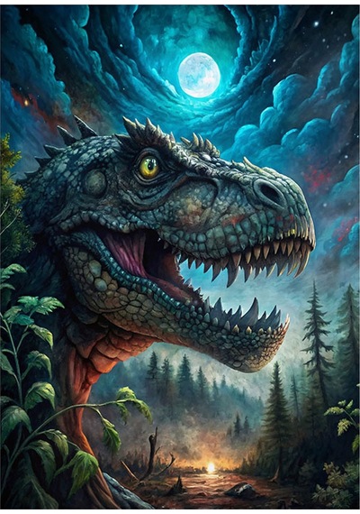 Korkunç Dinozor Hediyelik Ahşap Tablo 35cm X50cm