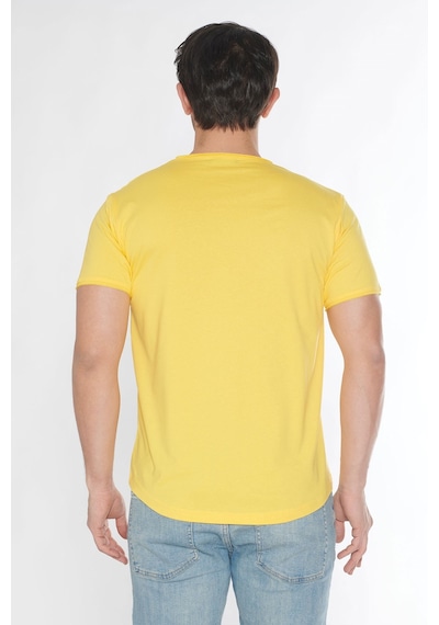 Black Horn Erkek Geniş Yaka %100 Pamuk Salaş T-shirt Sarı
