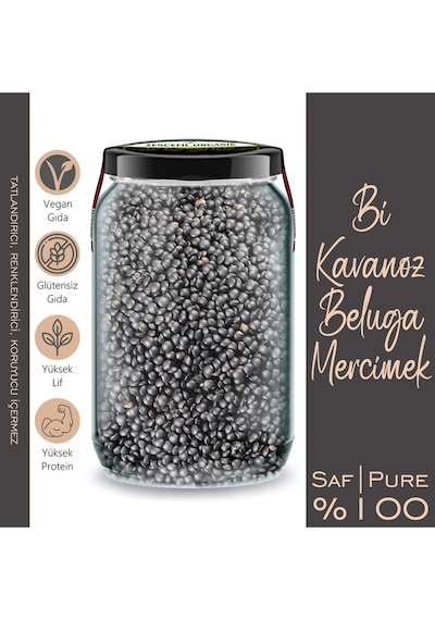 Beluga Mercimek + Amaranth + Karabuğday Bi Kavanoz 660 Cc. Cam Kavanozlarda Siyah Mercimek Greçka