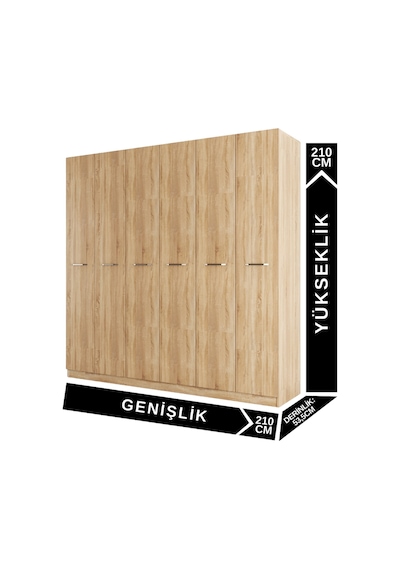 Aeka Ae-2190 Hisar 6 Kapaklı Çok Bölmeli Askılı Ve Raflı Geniş Hacimli Gardırop 210x210 Cm Sonomo - Sonomo Aeka Ae-2190 Hisar 6 Kapaklı Çok Bölmeli Askılı Ve Raflı Geniş Hacimli Gardırop 210x210 Cm Sonomo - Sonomo