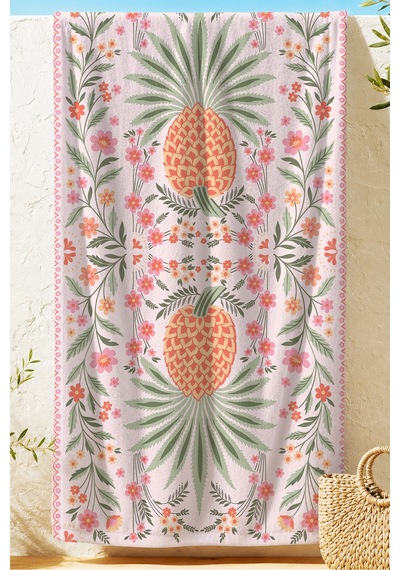 Ananas Çiçekli Tropikal Plaj Havlusu-bohem Pastel Pembe Marine Havuz Deniz Hızlı Kuruyan Örtü Havlu Serin Rüyası