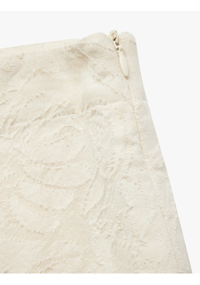 Koton Pamuklu Floral Dokulu Brodeli Mini Şort Ekru 5sak40146pw
