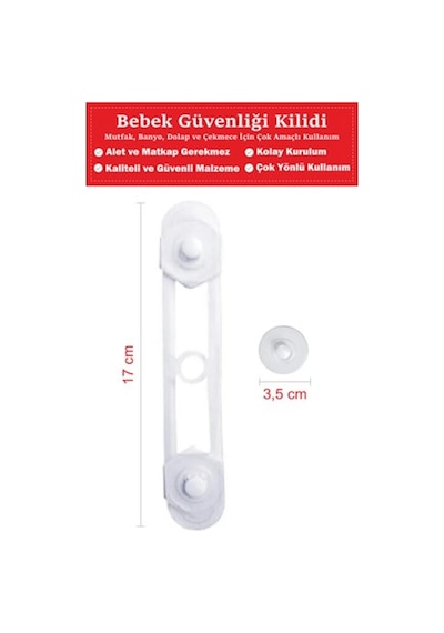 Can Yıldız Plastik Bebek - Çocuk Klozet ve Güvenlik Dolap Çekmece Kilidi 8 Adet Siyah