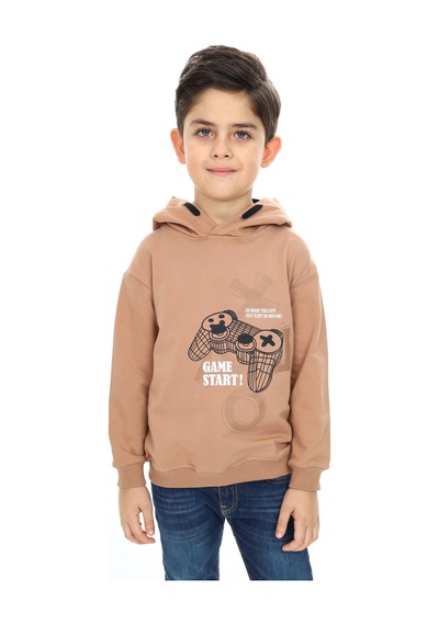 Toontoy Kids Toontoy Erkek Çocuk Relax Fit Kapüşonlu Cepli Düşük Omuz Baskılı Sweatshirt - 2 İplik Kahverengi Toontoy Kids Toontoy Erkek Çocuk Relax Fit Kapüşonlu Cepli Düşük Omuz Baskılı Sweatshirt - 2 İplik Kahverengi