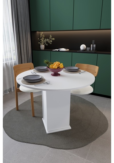 Modern Dolaplı 4 Kişilik Mutfak Yemek Masası %100 Mdf Mutfak Yemek Odası Masası Ym04 Beyaz