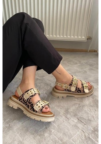 Asmi Shoes Kadın Simya Bej Leopar Çift Bantlı Kapsül Detaylı Kalın Taban Ortopedik Sandalet Bej Leopar Bej Asmi Shoes Kadın Simya Bej Leopar Çift Bantlı Kapsül Detaylı Kalın Taban Ortopedik Sandalet Bej Leopar Bej