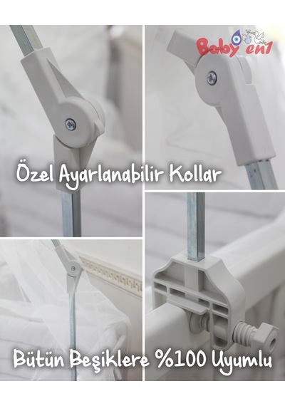 Babyen1 Tüm Beşiklere Uyumlu Ayarlanabilir Aparatlı Cibinlik