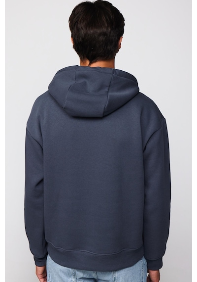 Tudors Oversize Pamuk Kapüşonlu Basıc Gri Unisex Sweatshirt-29005-gri Gri