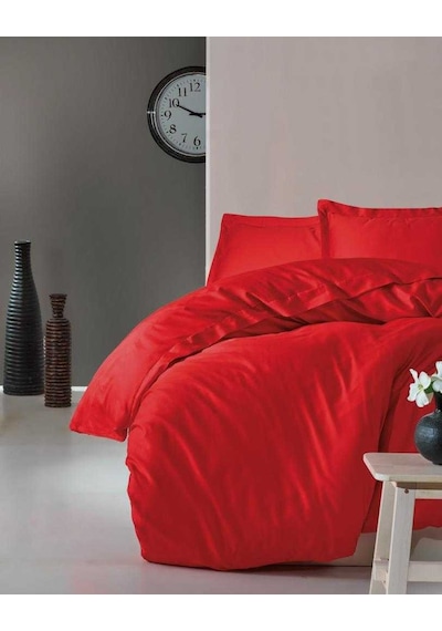 Cotton Box Tek Kişilik Saten Nevresim Takımı Elegante Kırmızı