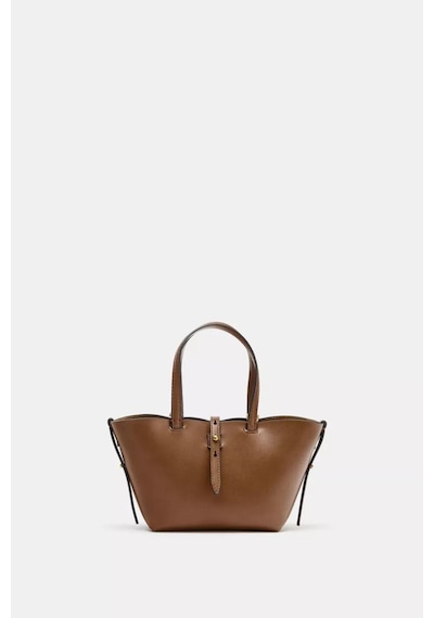Zara Mini Hasır Tote Çanta Kahverengi