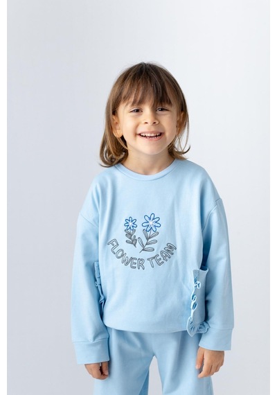 Zeyland Kız Çocuk Nakış Detaylı Sweatshirt-mavı Mavi