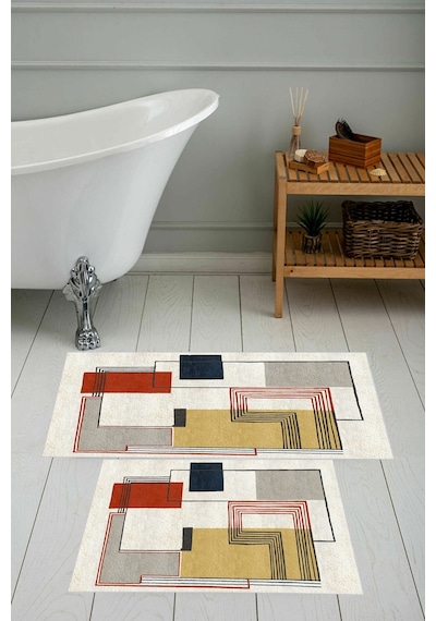 Eliana Home Dijital Baskı 2'li Banyo Paspas Takımı Lna5-0584 100x60 Ve 60x50 Cm Sarı
