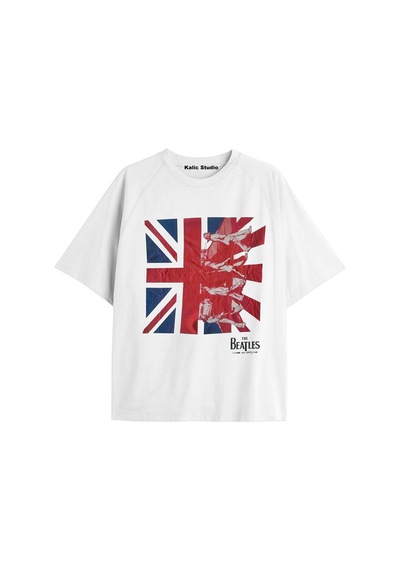 Kalic Studio The Beatles Ünisex Oversize T-shirt Beyaz