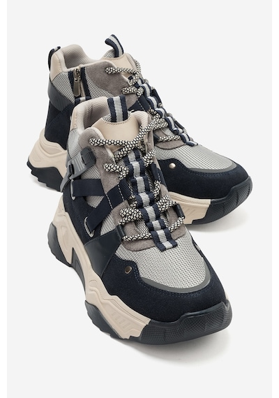 Luvi Shoes Clara Lacivert Süet Fermuarlı Ve Bağcıklı Kadın Spor Bot