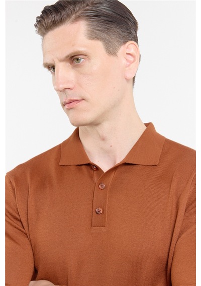 İmza Kiremit Polo Yaka Cepsiz Comfort Fit Classic Pamuklu Triko Kazak 1012255155 İmza Kiremit Polo Yaka Cepsiz Comfort Fit Classic Pamuklu Triko Kazak 1012255155