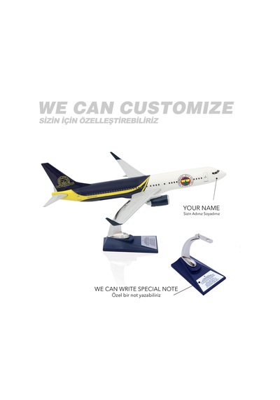 Zekupp Boeing 737-800 1/100 Ölçek Fenerbahçe Lisanslı Tasarım Maket Uçak Uck0189