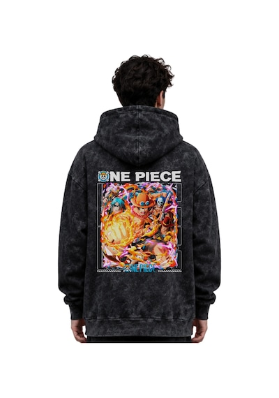 Sevbano One Piece Karakterler Anime Baskılı Unisex Oversize Premium Yıkam Siyah