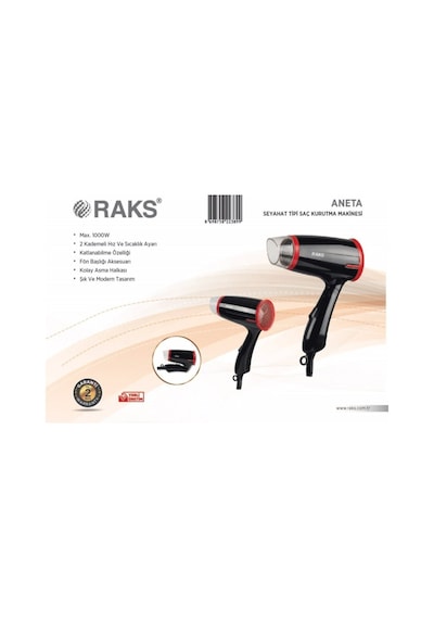 Raks Aneta Seyahat Tipi Katlanabilir Saç Kurutma Makinesi - 1000w
