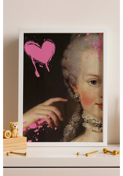 Marie Antoinette Çerçeveli Tablo Modern Dokunuşlu Klasik Sanat Kadınlara Özel Hediye Altered Art